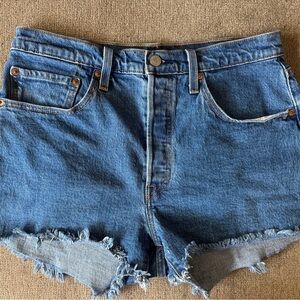 Levi’s Denim Blue Frayed Hem Women's Shorts